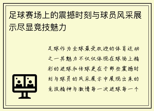 足球赛场上的震撼时刻与球员风采展示尽显竞技魅力